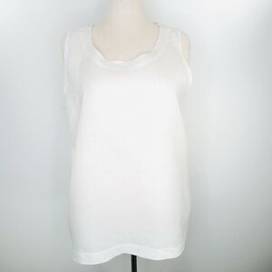 Eskandar Top Women 2 Sz 14-16 Cream 100% Linen Oversized Sleeveless Shell Shirt